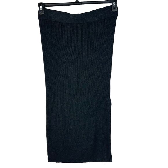 Black Tape SZ X (0X) Sweater Maxi Skirt Dark Charcoal Gray Stretch Side Slit New - Picture 1 of 7